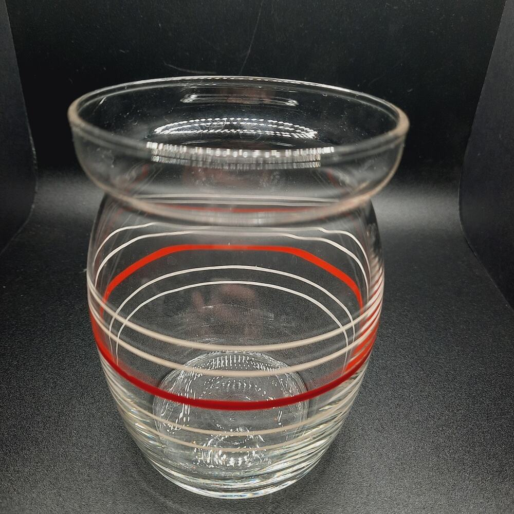 Vintage Mid-Century Red & White Striped Honey Jam Jar Pot Lid Glass Spoon - Picture 6 of 10